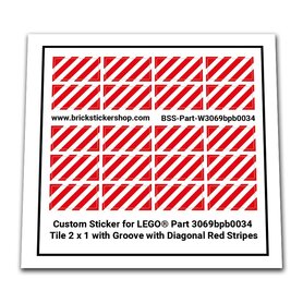 Custom Sticker - 2x1 Tile with Groove and Diagonal Red Stripes