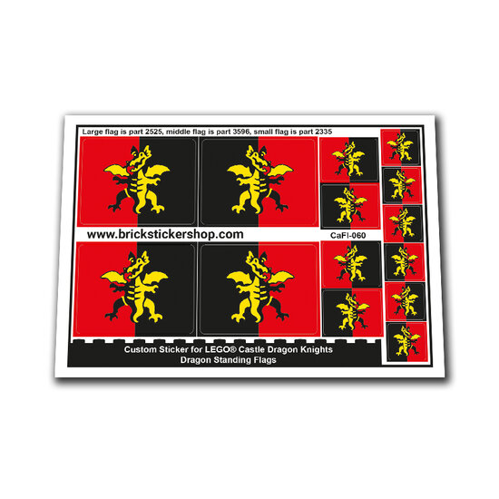 Custom Sticker - Dragon Standing Flags - BrickStickerShop