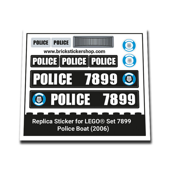 Replacement Sticker for Set 7899 - Police Boat - BrickStickerShop