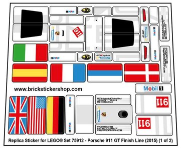 Precut Custom Replacement Stickers for Lego Set 75912 - Porsche 911 GT ...