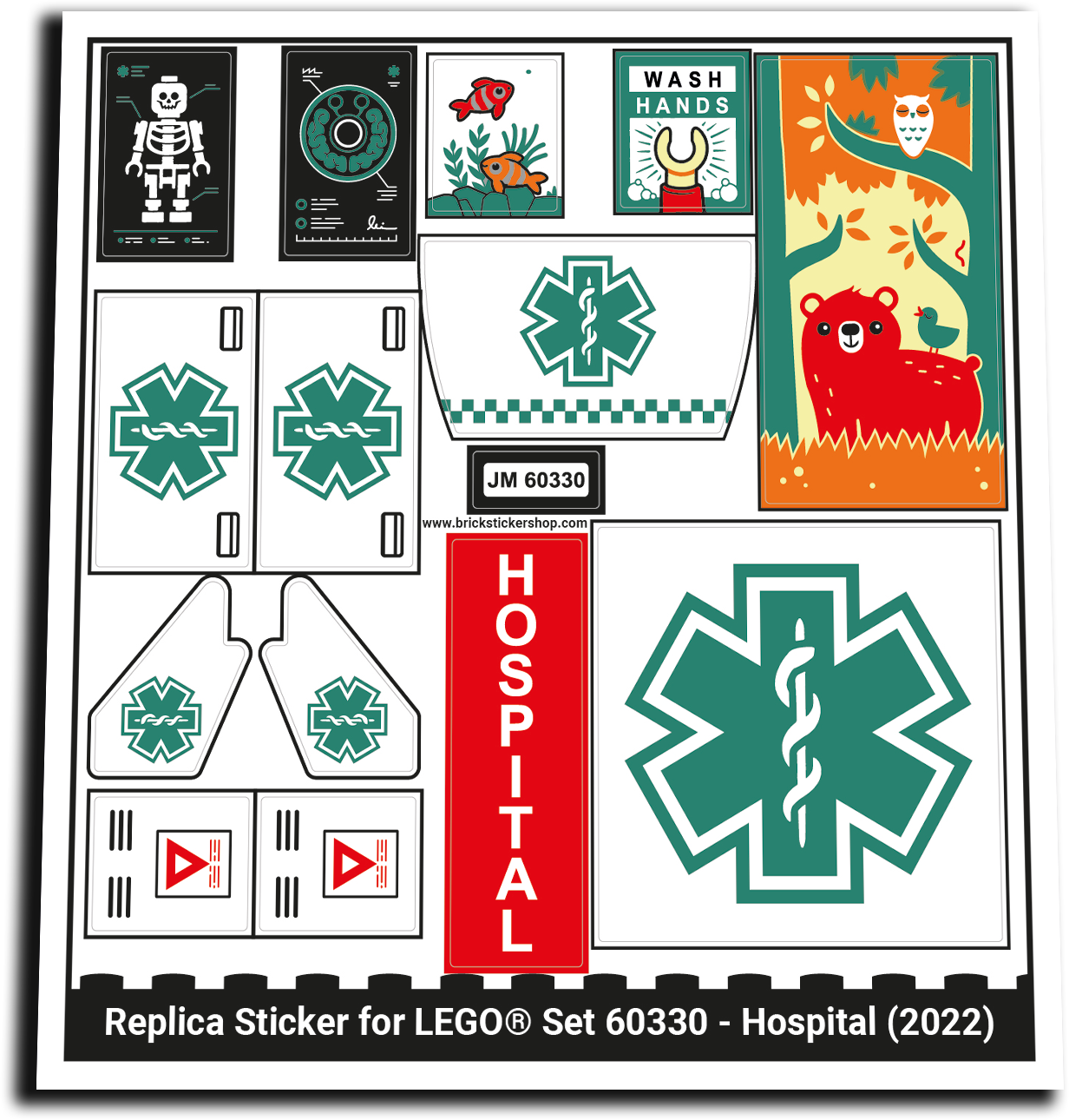 Replacement Sticker for Set 60330 - Hospital - BrickStickerShop